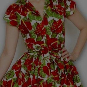 Bernie Dexter Kelly Dress in RARE Anthurium Print Size Large Derby Dress Cotton